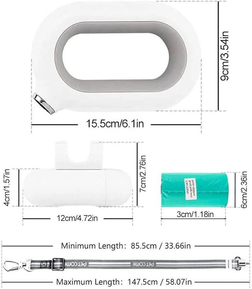 Retractable Pet Leash LED Light Poop Bag Dispenser - photo 2