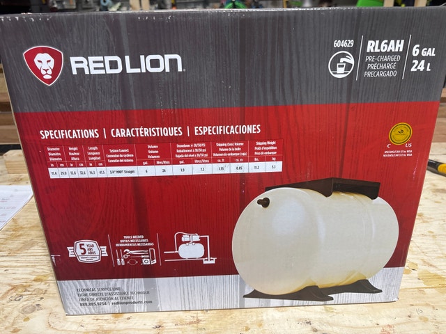 6 gallon red lion pressure tank
