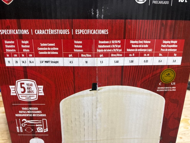 new in the box 4.5 gal pressure tank - photo 2