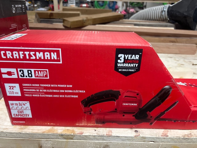 new craftsman corded hedge trimmer with power saw 22”