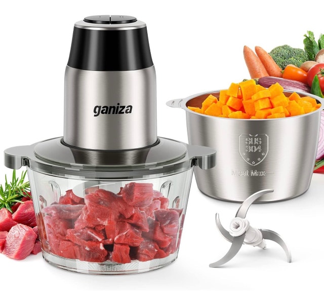Electric Food Processor - Stainless Steel/Glass Bowls