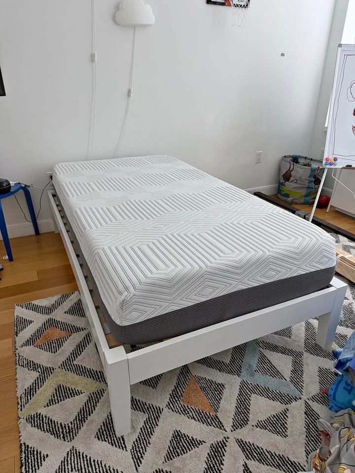 White Twin Bed Frame with Mattress