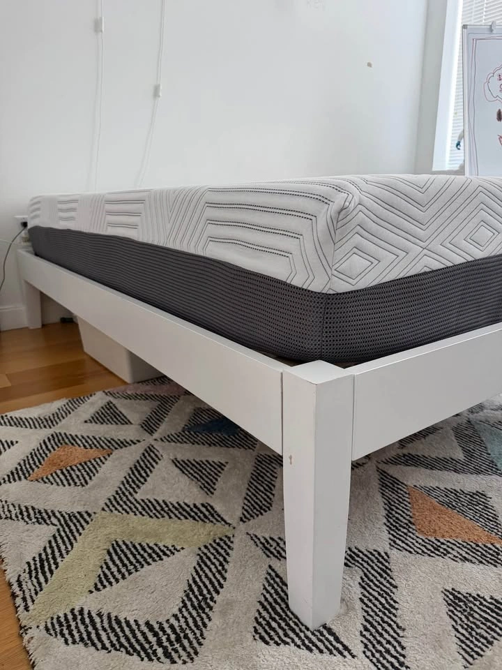 White Twin Bed Frame with Mattress - photo 2