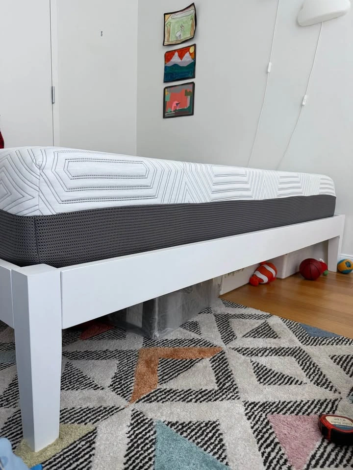 White Twin Bed Frame with Mattress - photo 3