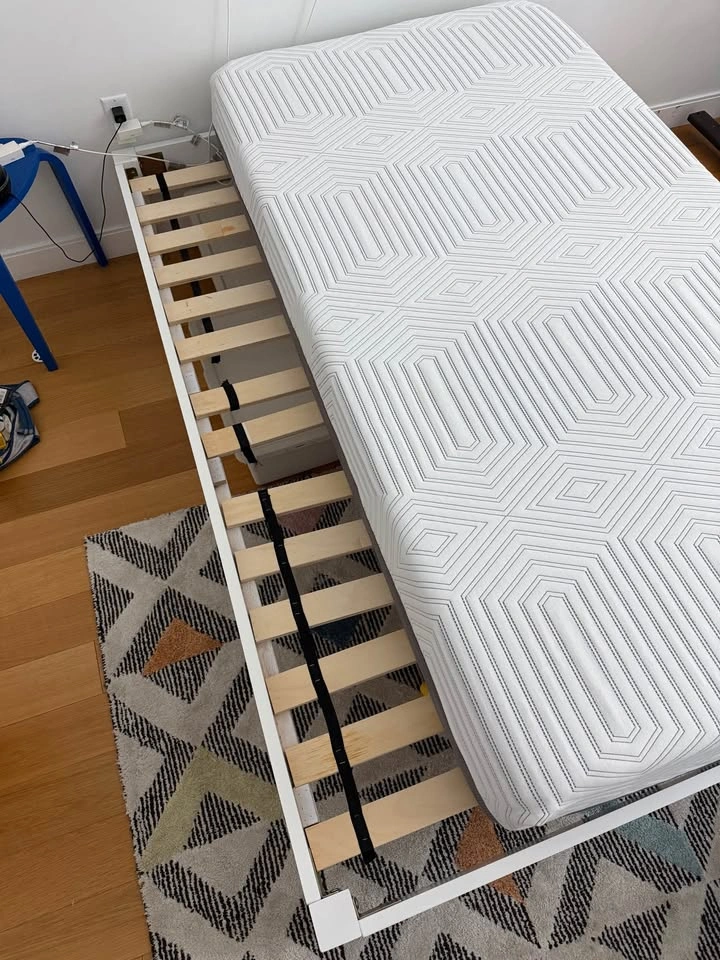 White Twin Bed Frame with Mattress - photo 4