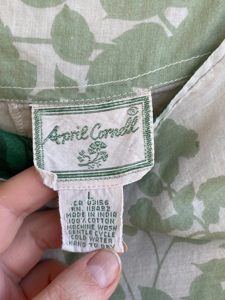 Size L, April Cornell 100% Cotton Floral Print Vintage Pants - photo 4