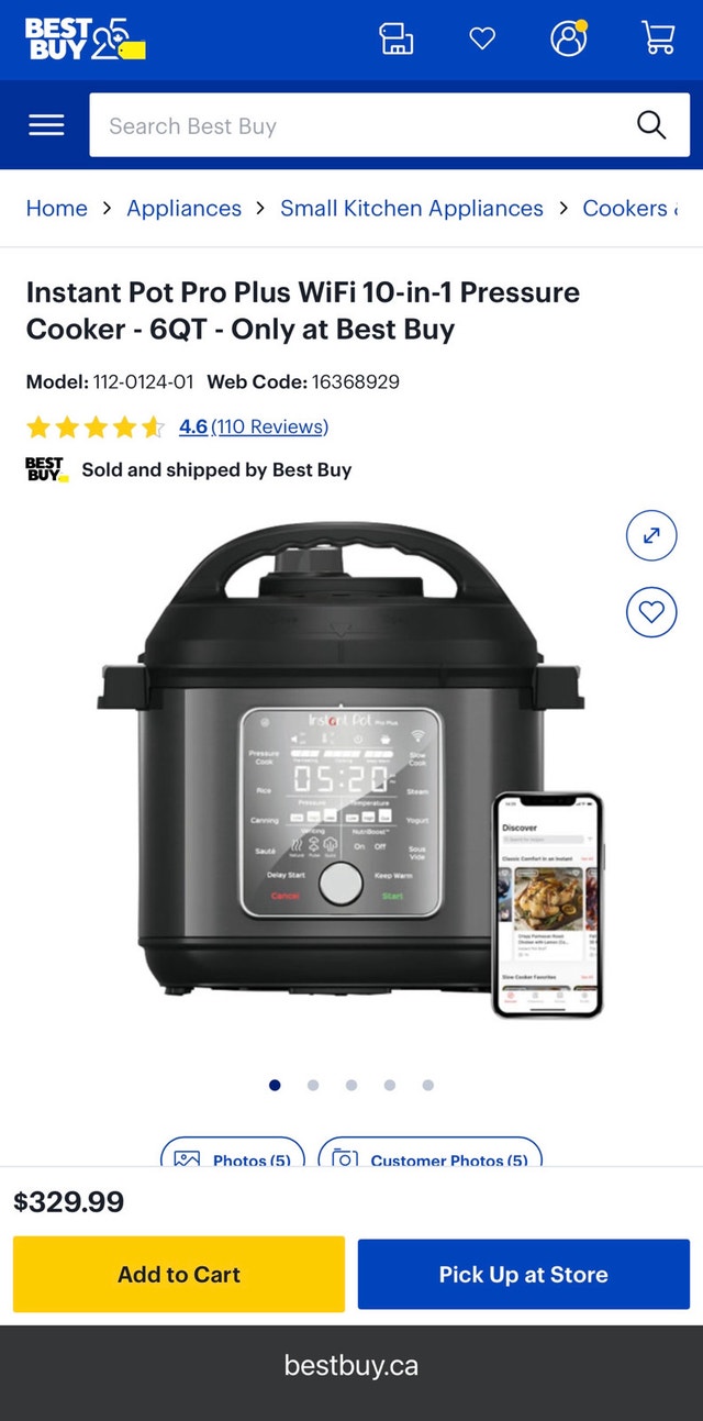 Smart Instant Pot Pro Plus WiFi 10-in-1 Pressure Cooker - 6QT