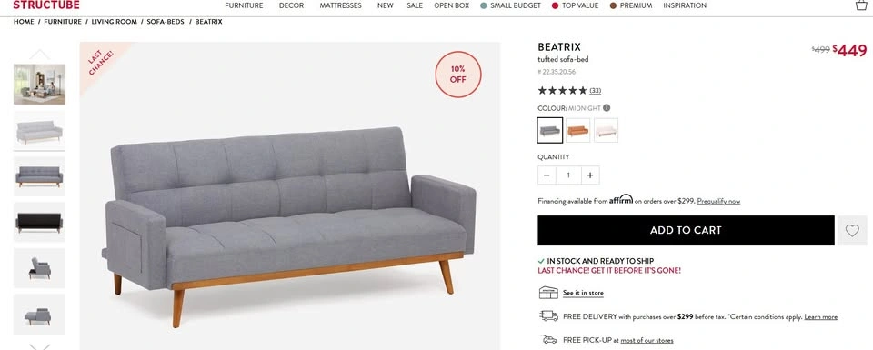 Sofa Bed-BEATRIX tufted - photo 2