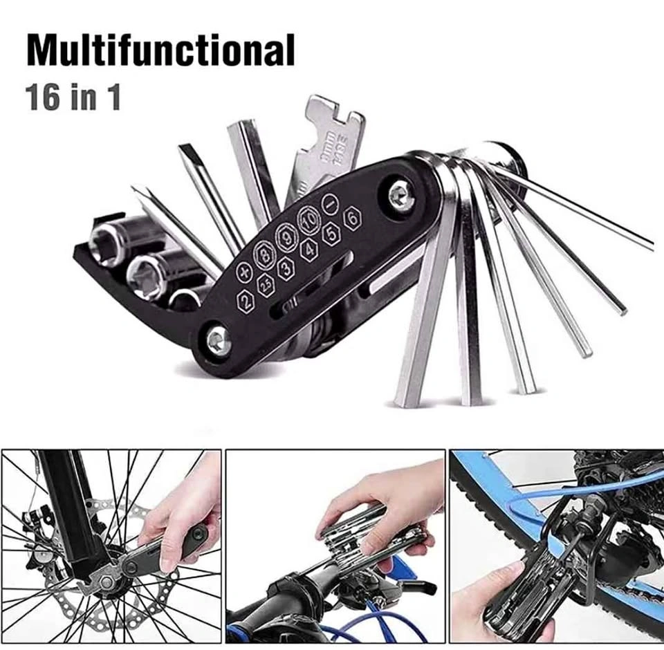 Multifunctional 16 in 1 Bicycle Repair Tool Kit