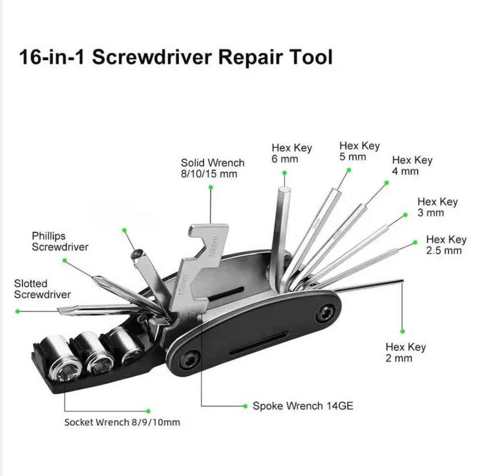 Multifunctional 16 in 1 Bicycle Repair Tool Kit - photo 5