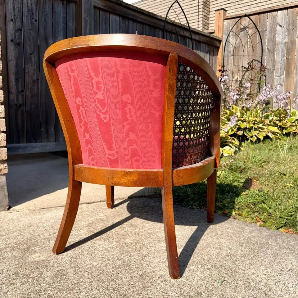 Vintage MCM Cane Back Barrel Chair image indicator(4)