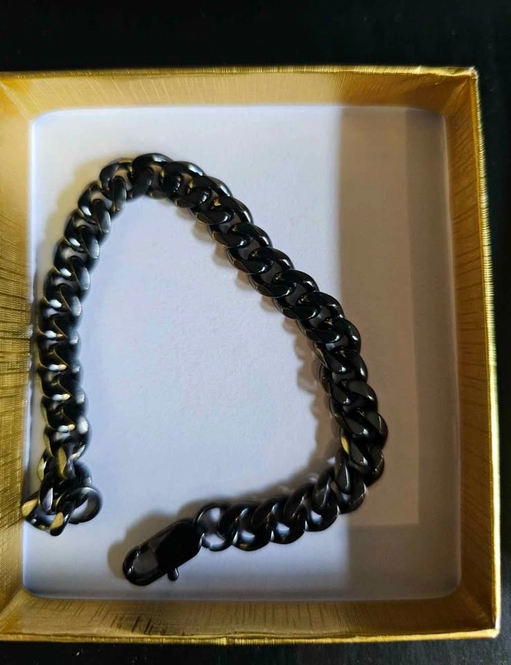 Heavy Black Cuban Link Bracelet Set - photo 3