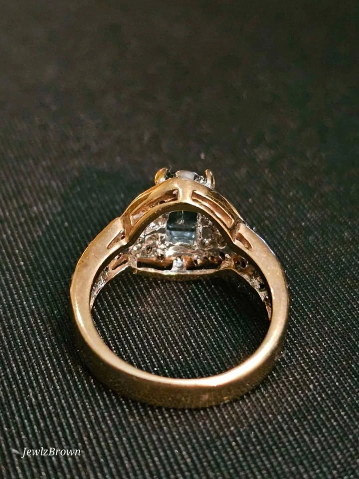 ✨ Vintage 14K HGE Sapphire-Tone Statement Ring ✨ - photo 3
