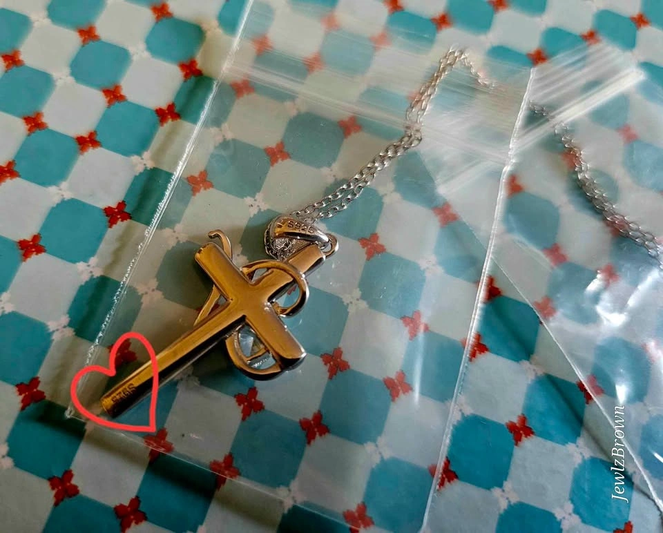 PROESS S925 Sterling Silver Initial Cross Necklace - photo 2