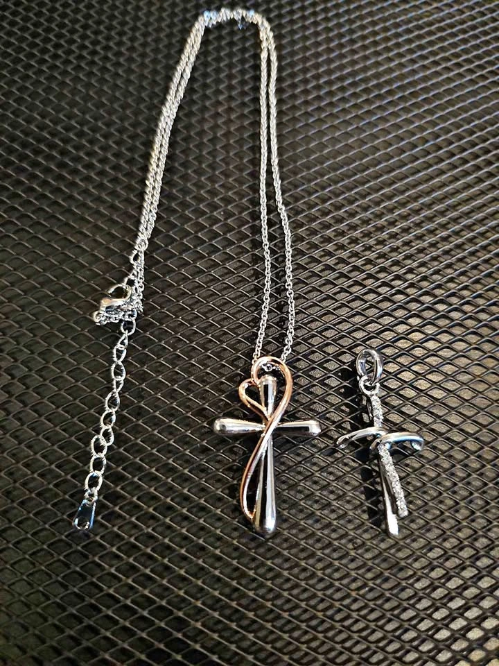 Silver-Tone Interchangeable Cross Necklace Set