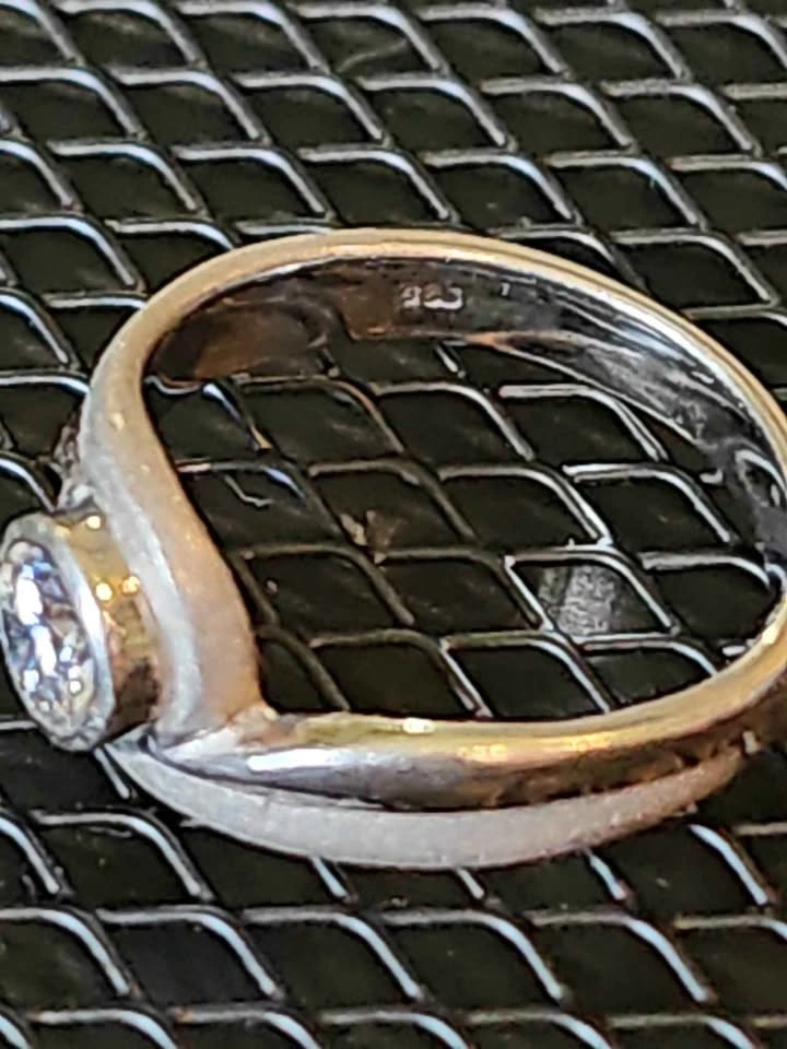 💍 S925 Sterling Silver Bezel-Set Bypass Ring ✨🤍 - photo 2