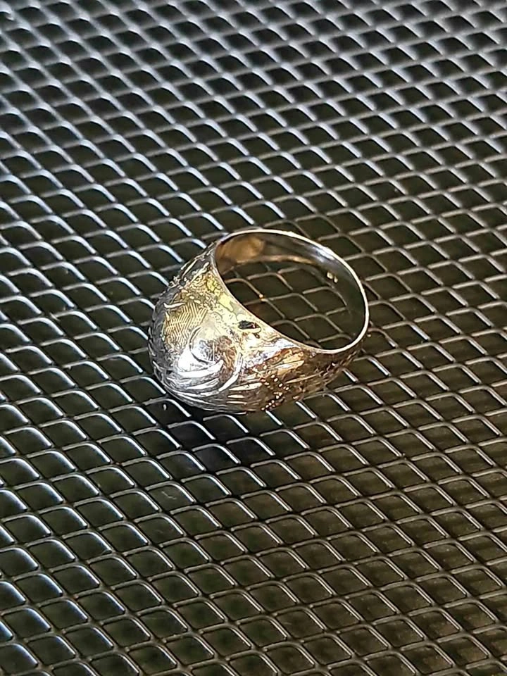 Vintage S925 Sterling Silver Leaf Motif Band