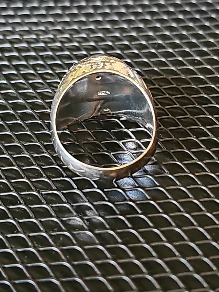Vintage S925 Sterling Silver Leaf Motif Band - photo 3