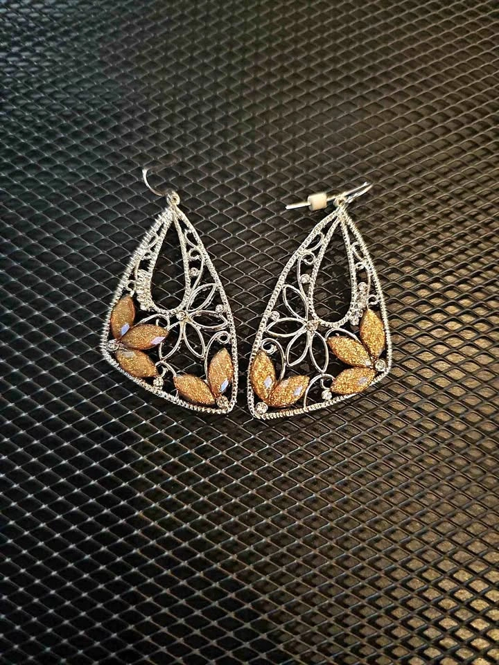Silver Filigree Teardrop Statement Earrings
