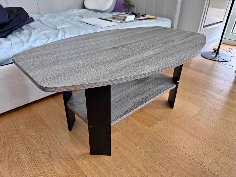 Modern Gray Coffee Table with Storage Shelf