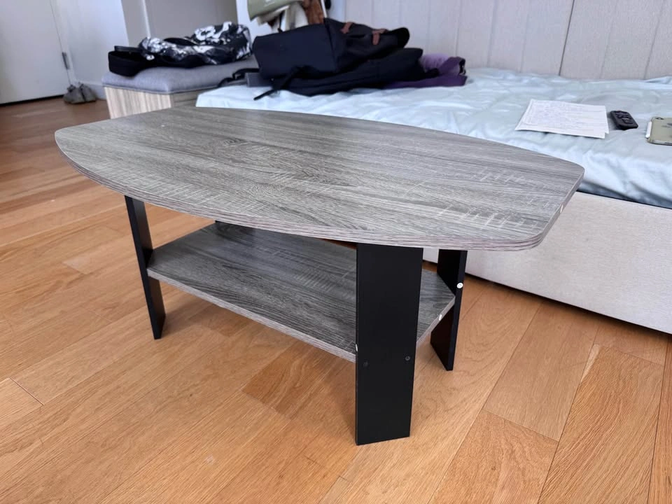 Modern Gray Coffee Table with Storage Shelf - photo 2