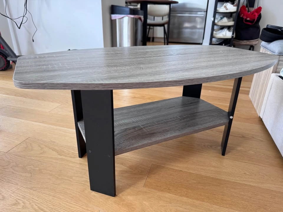 Modern Gray Coffee Table with Storage Shelf - photo 3