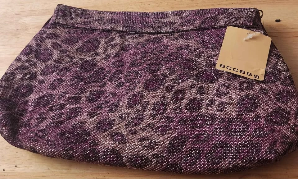 ACCESS Purple Leopard Print Glitter Clutch Bag - photo 2