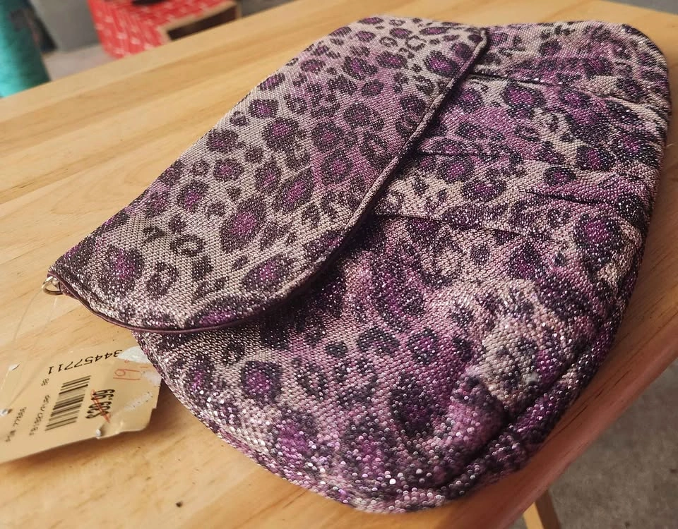 ACCESS Purple Leopard Print Glitter Clutch Bag - photo 3