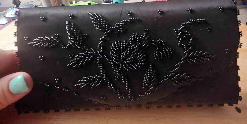 Black Beaded Clutch/Wallet
