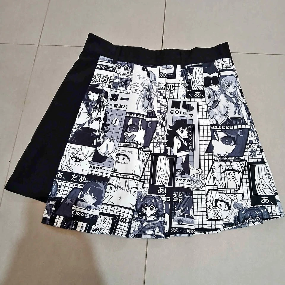 Anime Panel Pleated Skirt