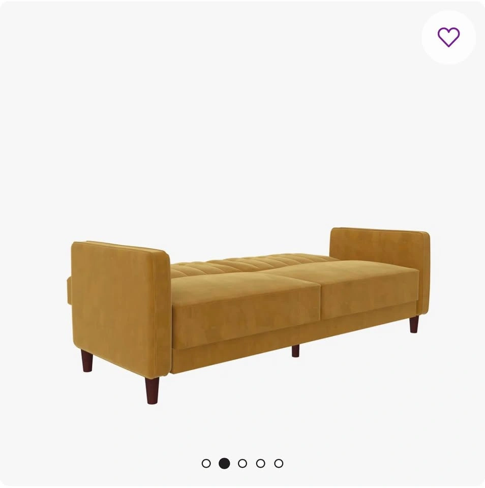 Wayfair Mustard Yellow Velvet Futon Sofa - photo 2