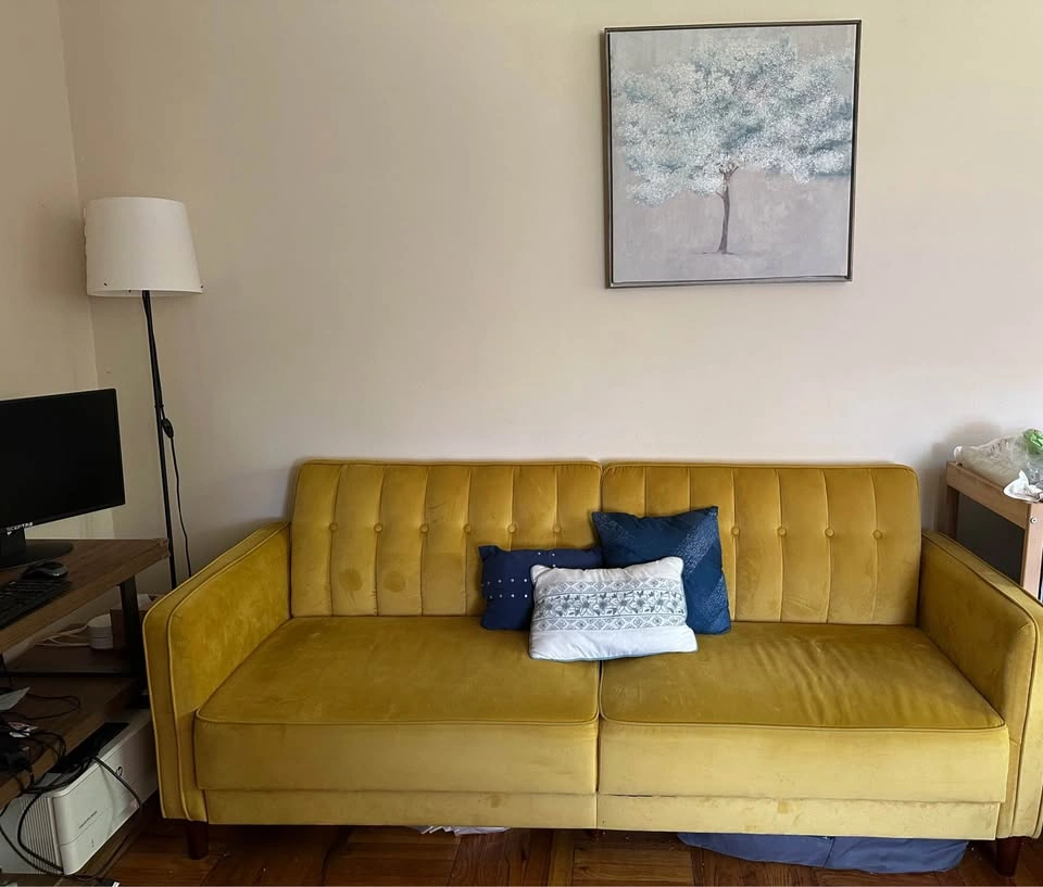 Wayfair Mustard Yellow Velvet Futon Sofa - photo 3