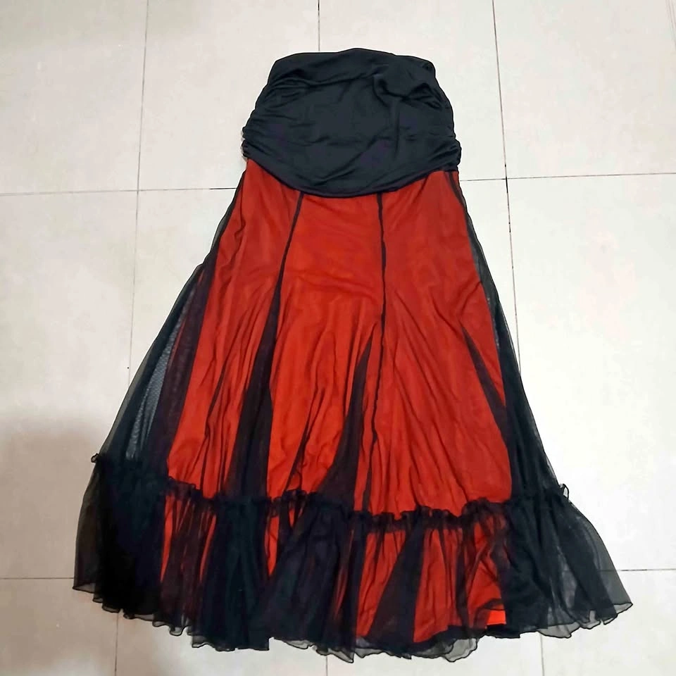 Black and Red Goth Long Skirt