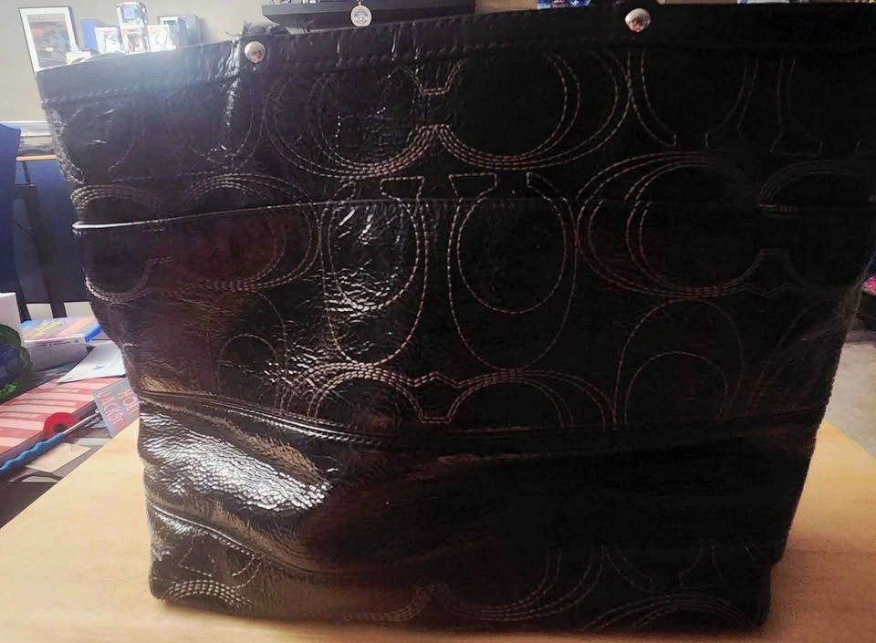 Coach Black Patent Leather C Monogram Tote Bag - photo 2