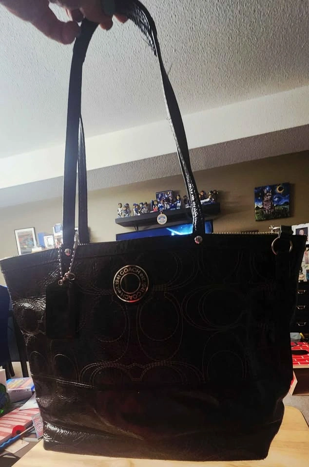 Coach Black Patent Leather C Monogram Tote Bag - photo 3