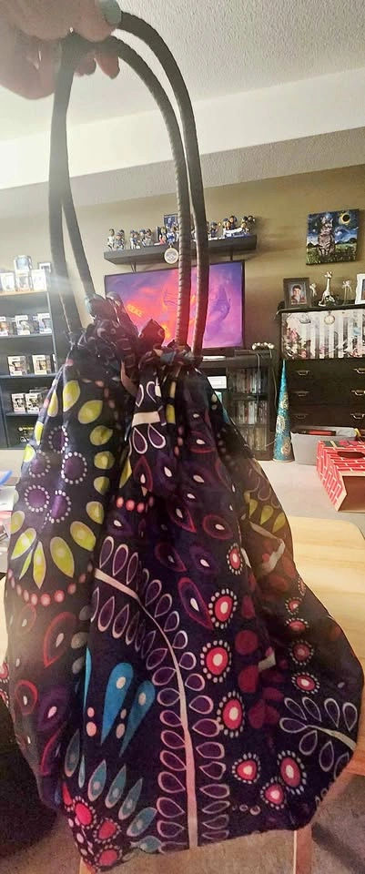 Colorful Patterned Tote Bag with Rope Handles