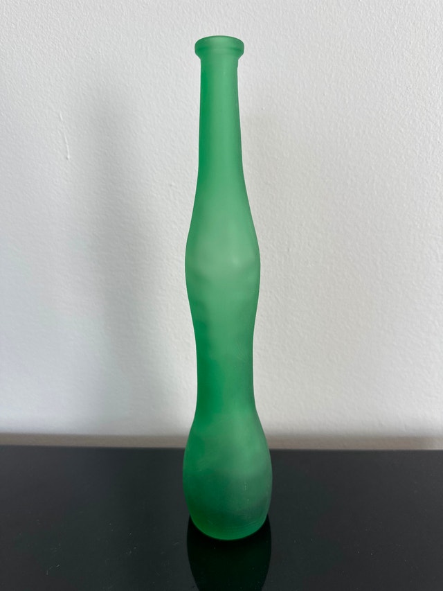 Vintage Scandinavian-style frosted green glass vase