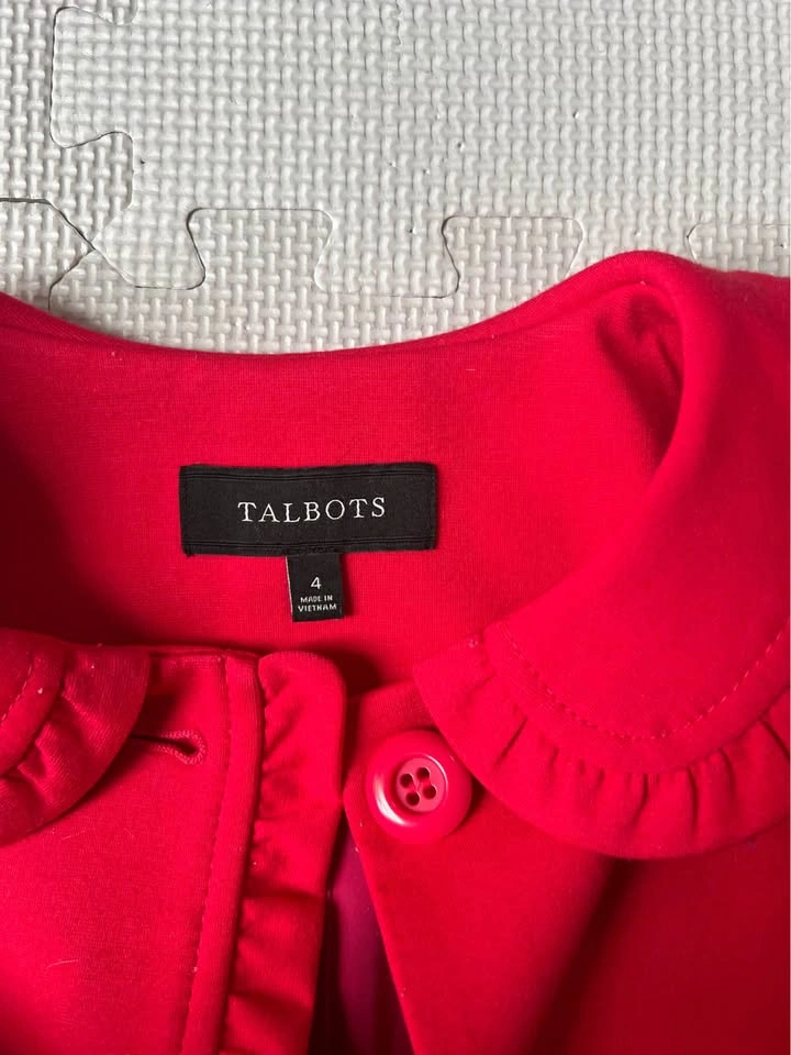 TALBOTS Red Ruffled Blazer Jacket Size 4 - photo 2
