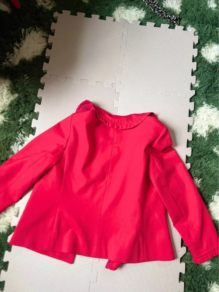 TALBOTS Red Ruffled Blazer Jacket Size 4 - photo 3