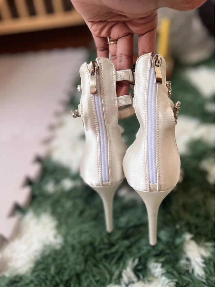Driccie White Rhinestone Heels Sandals Square Toe - photo 4