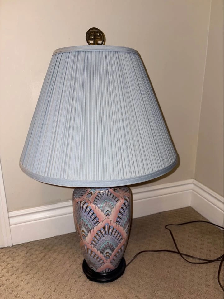 Asian Inspired Ceramic Table Lamp with Pleated Shade - photo 3