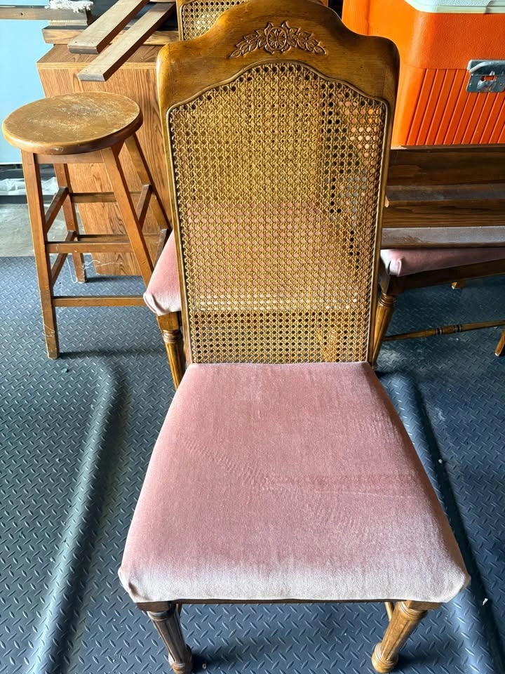 Wood Dining Table with Extension and 8 Cane Back Chairs - photo 3