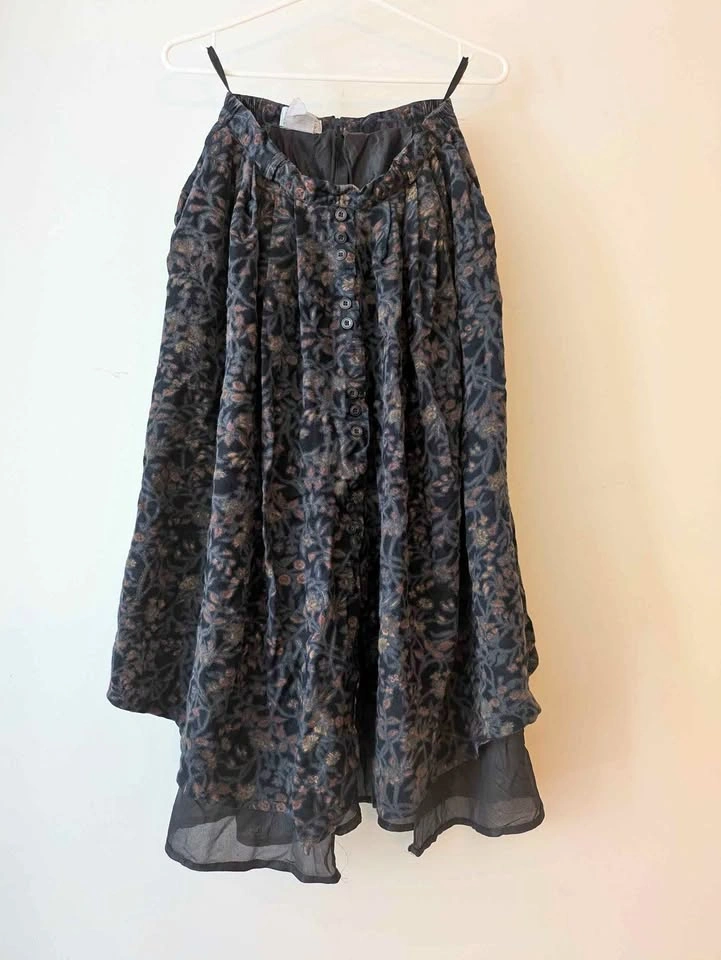 Floral midi button front skirt