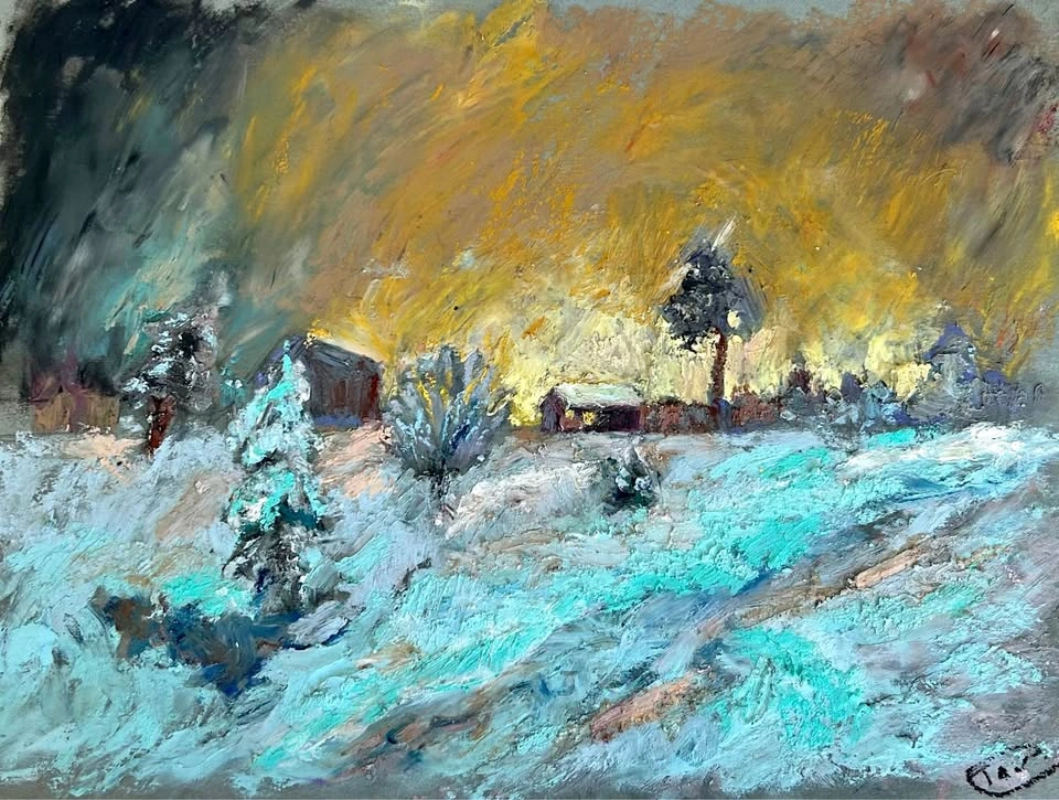 “Mighty Winter” Original Oil Pastel painting