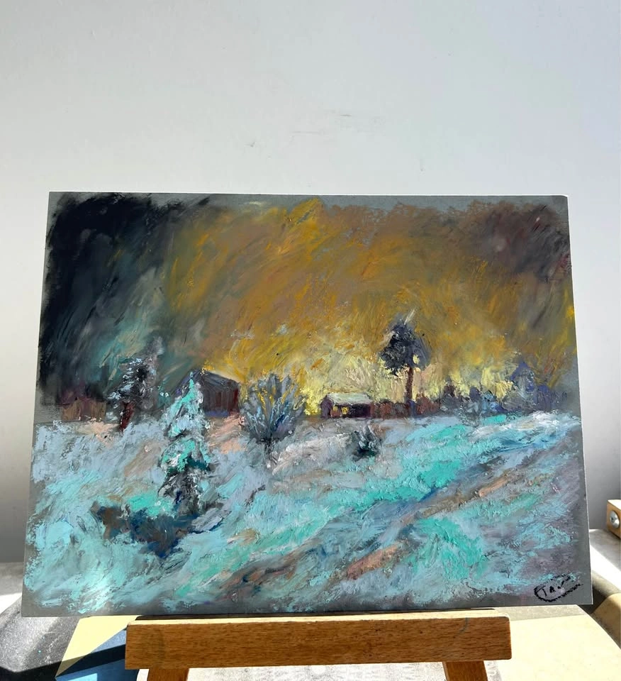 “Mighty Winter” Original Oil Pastel painting - photo 2