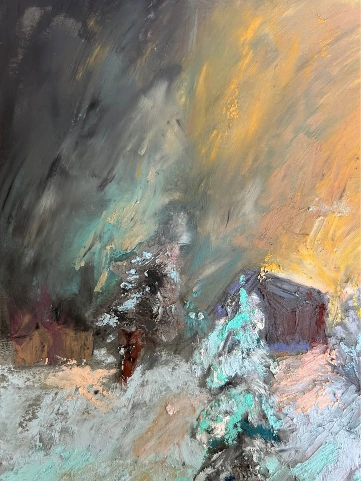 “Mighty Winter” Original Oil Pastel painting - photo 3