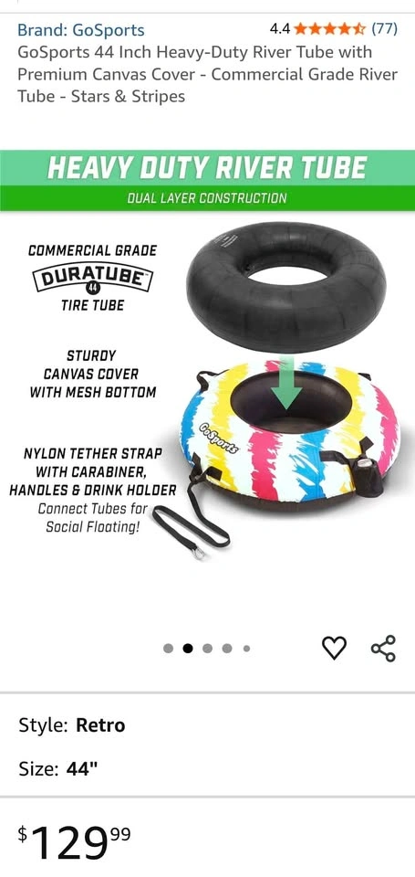 BRAND NEW Heavy-Duty River Tube with Premium Canvas Cover - photo 3