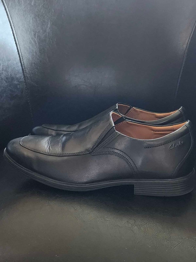 Clarks Mens Whiddon Step Black Leather Loafers Shoes (M) 9
