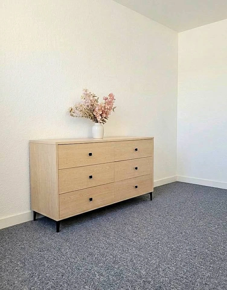 (JUST STOCKED) 6-Drawer Dresser – Natural Oak Finish