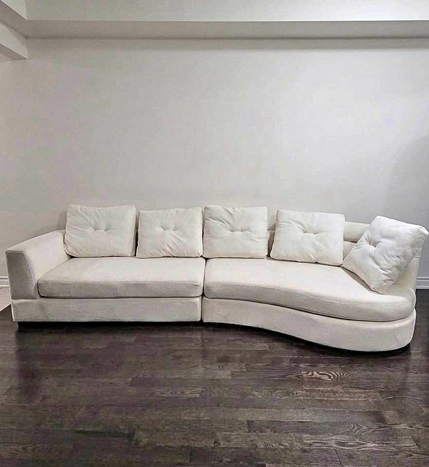 (NEW STOCK) Curved Sofa – Chenille, 135” Crescent Shape